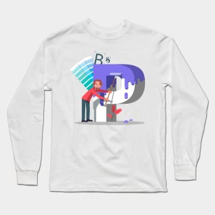 Graphic designer paints letters Long Sleeve T-Shirt